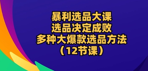 暴利选品大课：选品决定成败，教你多种大爆款选品方法(12节课)-摸金项目网