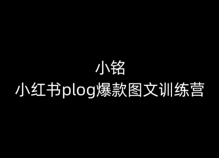 小铭-小红书plog爆款图文训练营，教你从0-1做小红书-摸金项目网