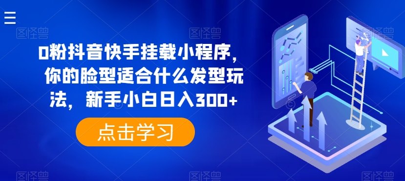 0粉抖音快手挂载小程序，你的脸型适合什么发型玩法，新手小白日入300+【揭秘】-摸金项目网