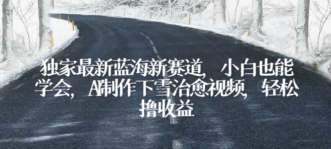 独家最新蓝海新赛道，小白也能学会，AI制作下雪治愈视频，轻松撸收益【揭秘】-摸金项目网