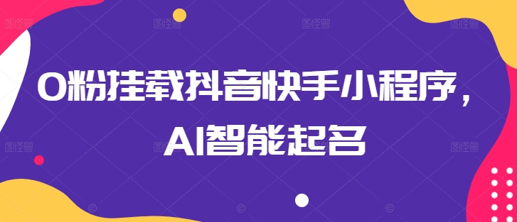 0粉挂载抖音快手小程序，AI智能起名-摸金项目网