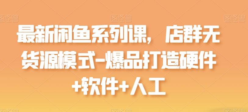 最新闲鱼系列课，店群无货源模式-爆品打造硬件+软件+人工-摸金项目网