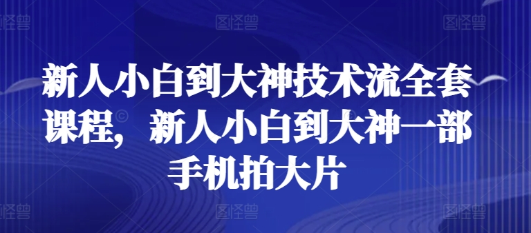 新人小白到大神技术流全套课程，新人小白到大神一部手机拍大片-摸金项目网