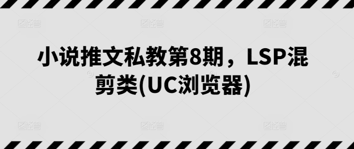 小说推文私教第8期，LSP混剪类(UC浏览器)-摸金项目网