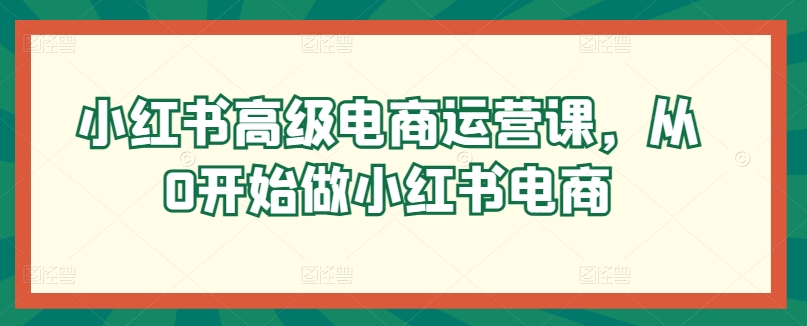 小红书高级电商运营课，从0开始做小红书电商-摸金项目网