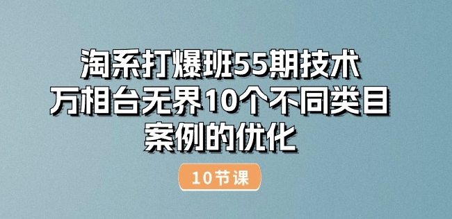 淘系打爆班55期技术：万相台无界10个不同类目案例的优化(10节)-摸金项目网