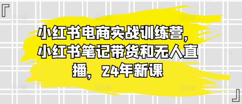 小红书电商实战训练营，小红书笔记带货和无人直播，24年新课-摸金项目网