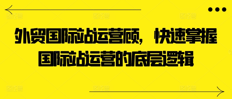 外贸国际站运营顾问，快速掌握国际站运营的底层逻辑-摸金项目网