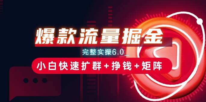爆款流量掘金_完整实操6.0_小白快速扩群+挣钱+矩阵思路【揭秘】-摸金项目网