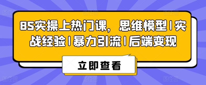 8S实操上热门课，思维模型|实战经验|暴力引流|后端变现-摸金项目网