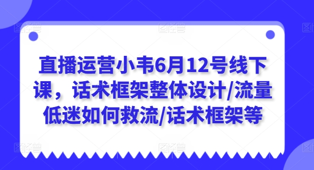 直播运营小韦6月12号线下课，话术框架整体设计/流量低迷如何救流/话术框架等-摸金项目网