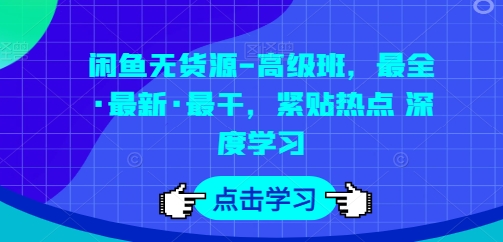 闲鱼无货源-高级班，最全·最新·最干，紧贴热点 深度学习-摸金项目网
