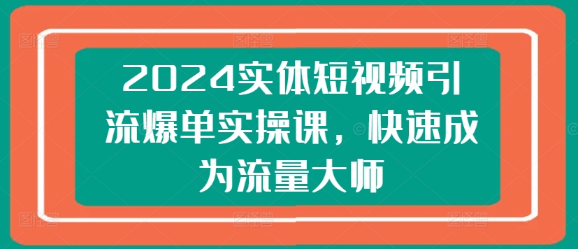 2024实体短视频引流爆单实操课，快速成为流量大师-摸金项目网