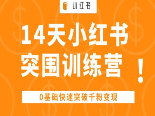 14天小红书突围训练营 ，0基础快速突破千粉变现-摸金项目网