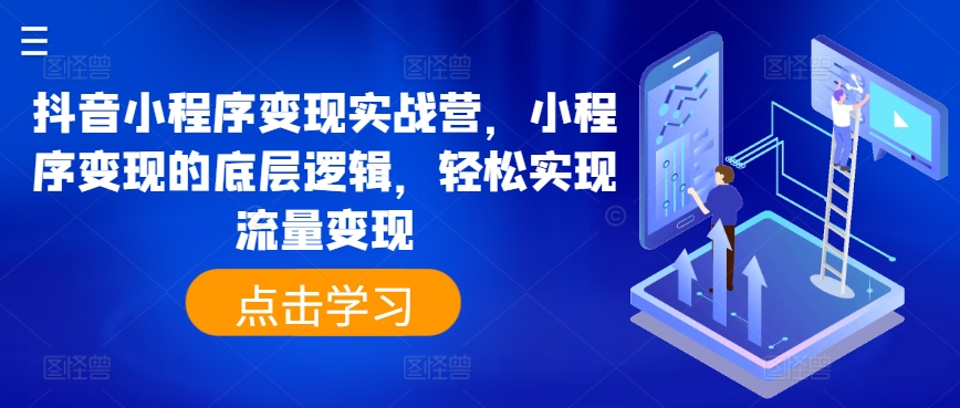 抖音小程序变现实战营，小程序变现的底层逻辑，轻松实现流量变现-摸金项目网