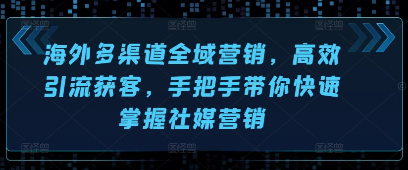 海外多渠道全域营销，高效引流获客，手把手带你快速掌握社媒营销-摸金项目网