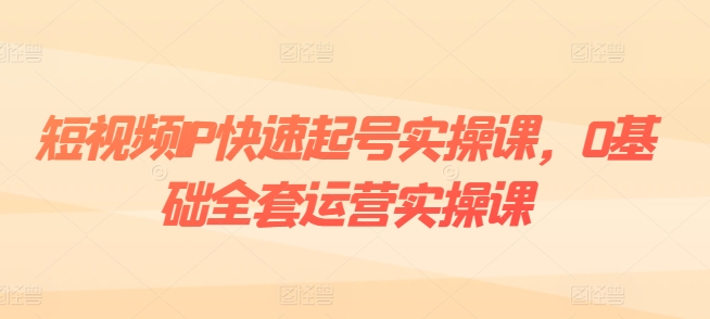 短视频IP快速起号实操课，0基础全套运营实操课，爆款内容设计+粉丝运营+内容变现-摸金项目网
