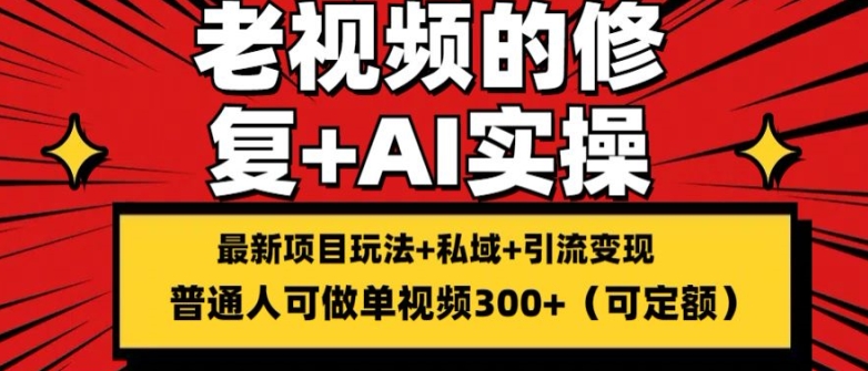 修复老视频的玩法，搬砖+引流的变现(可持久)，单条收益300+【揭秘】-摸金项目网