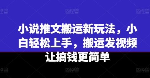 小说推文搬运新玩法，小白轻松上手，搬运发视频让搞钱更简单-摸金项目网