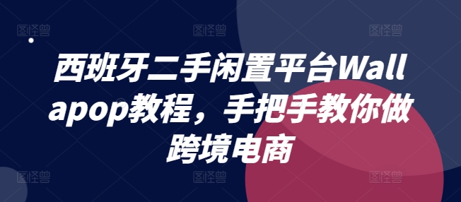西班牙二手闲置平台Wallapop教程，手把手教你做跨境电商-摸金项目网