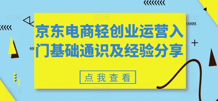 京东电商轻创业运营入门基础通识及经验分享-摸金项目网