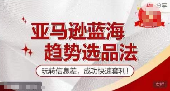 【训练营】亚马逊蓝海趋势选品法，玩转信息差，成功快速套利-摸金项目网