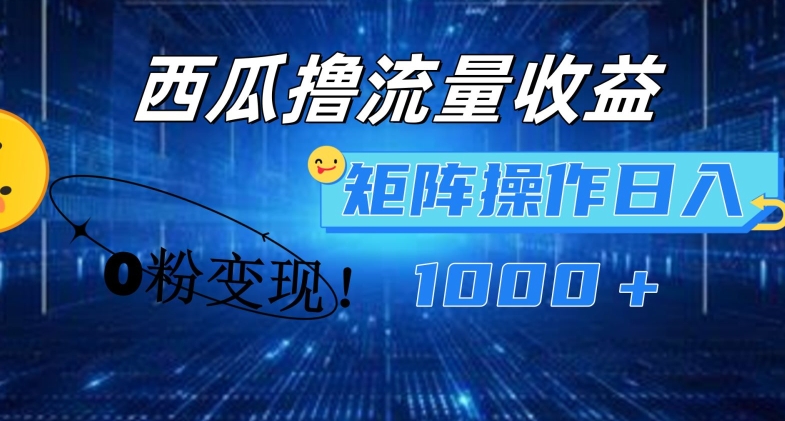 西瓜视频撸流量，简单上手，0粉变现矩阵操作，日入1000+【揭秘】-摸金项目网