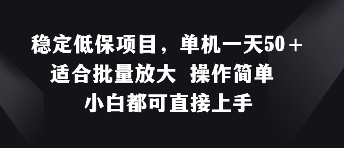 稳定低保项目，单机一天50+适合批量放大 操作简单 小白都可直接上手【揭秘】-摸金项目网