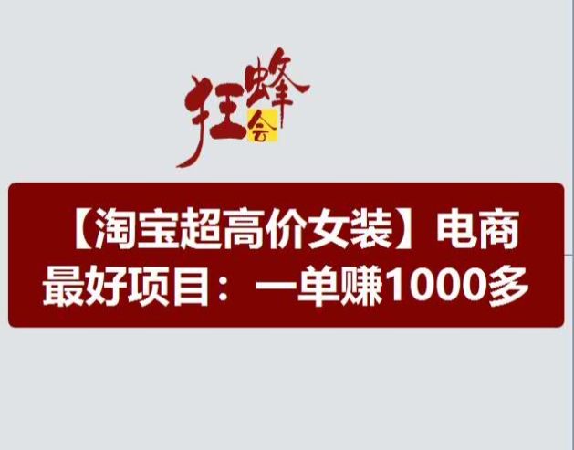 淘宝超高价女装项目，电商最好赛道，一单赚1000多-摸金项目网