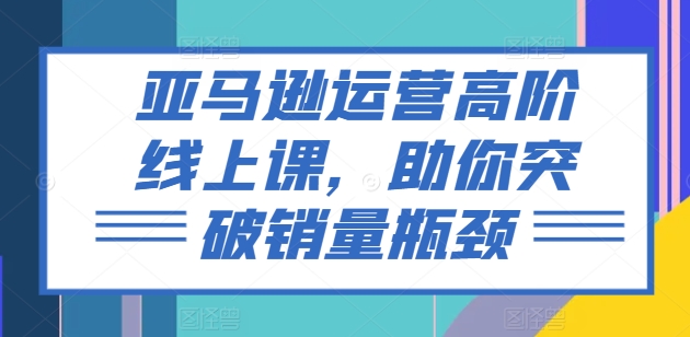 亚马逊运营高阶线上课，助你突破销量瓶颈-摸金项目网