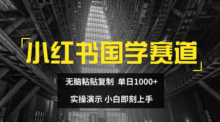 小红书国学赛道，无脑粘贴复制，单日1K，实操演示，小白即刻上手【揭秘】-摸金项目网