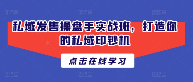 私域发售操盘手实战班，打造你的私域印钞机-摸金项目网