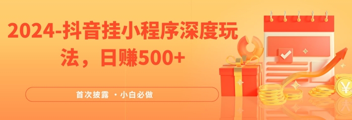 2024全网首次披露，抖音挂小程序深度玩法，日赚500+，简单、稳定，带渠道收入，小白必做【揭秘】-摸金项目网