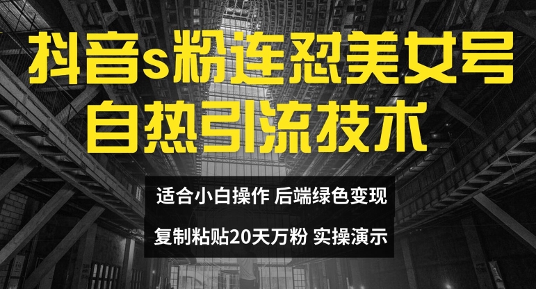 抖音s粉连怼美女号自热引流技术复制粘贴，20天万粉账号，无需实名制，矩阵操作【揭秘】-摸金项目网
