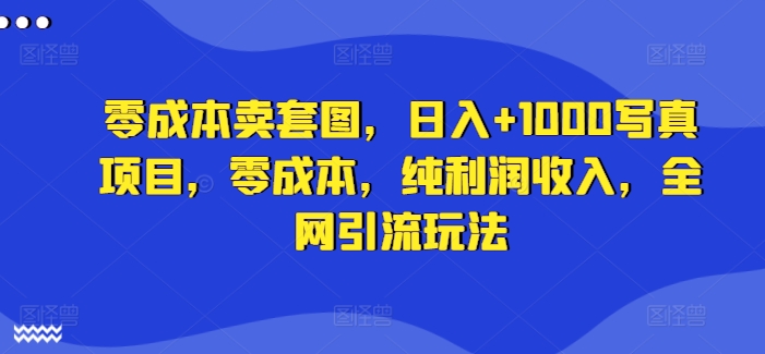 零成本卖套图，日入+1000写真项目，零成本，纯利润收入，全网引流玩法-摸金项目网