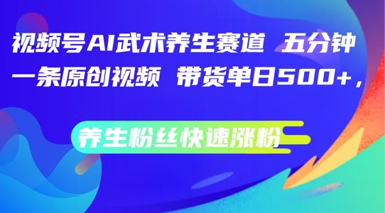 视频号AI武术养生赛道，五分钟一条原创视频，带货单日几张，养生粉丝快速涨粉【揭秘】-摸金项目网