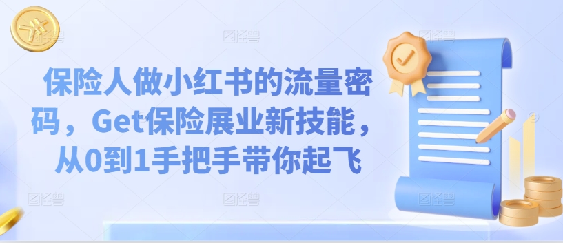 保险人做小红书的流量密码，Get保险展业新技能，从0到1手把手带你起飞-摸金项目网