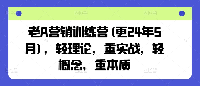 老A营销训练营(更24年7月)，轻理论，重实战，轻概念，重本质-摸金项目网