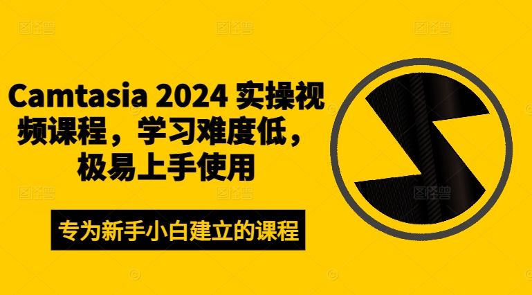 Camtasia 2024 实操视频课程，学习难度低，极易上手使用-摸金项目网
