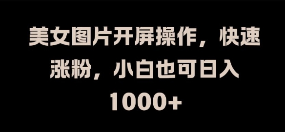 美女图片开屏操作，快速涨粉，小白也可日入1k【揭秘】-摸金项目网