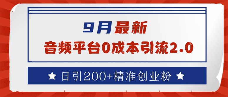 9月最新：音频平台0成本引流，日引200+精准创业粉【揭秘】-摸金项目网