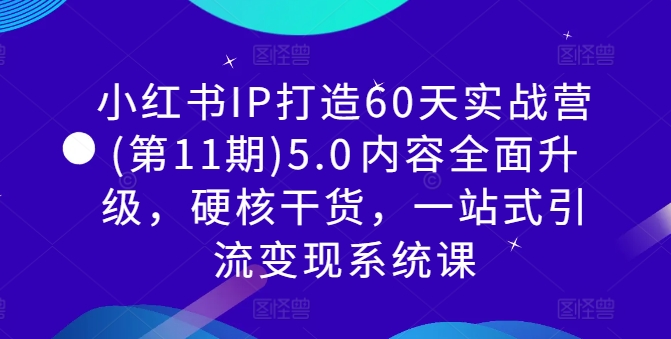 小红书IP打造60天实战营(第11期)5.0​内容全面升级，硬核干货，一站式引流变现系统课-摸金项目网