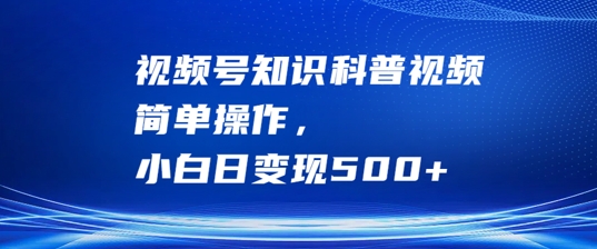 视频号知识科普视频，简单操作，小白日变现500+【揭秘】-摸金项目网