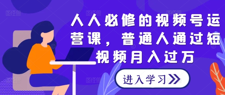 人人必修的视频号运营课，普通人通过短视频月入过万-摸金项目网