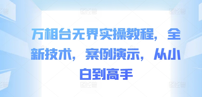 万相台无界实操教程，全新技术，案例演示，从小白到高手-摸金项目网