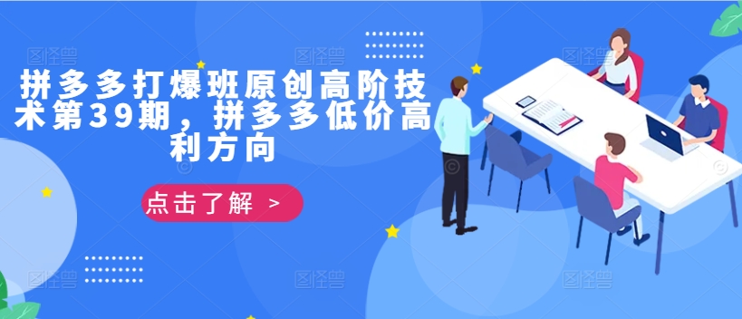 拼多多打爆班原创高阶技术第39期，拼多多低价高利方向-摸金项目网