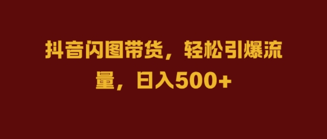 抖音闪图带货，轻松引爆流量，日入几张【揭秘】-摸金项目网