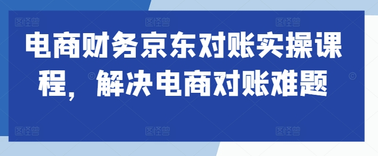 电商财务京东对账实操课程，解决电商对账难题-摸金项目网