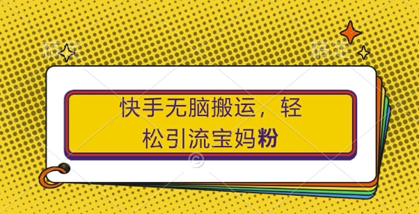 快手无脑搬运，轻松引流宝妈粉，纯小白轻松上手【揭秘】-摸金项目网