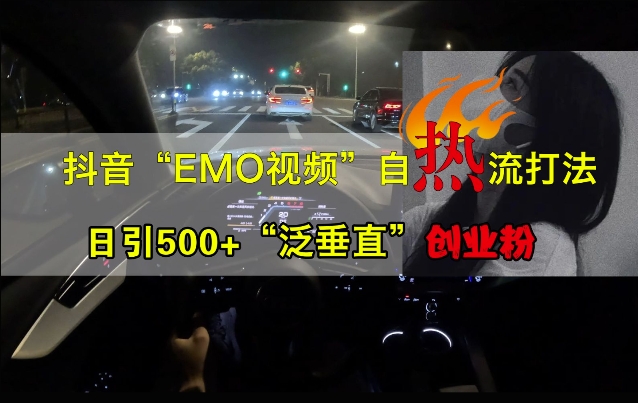 抖音EMO视频自热打法，日引500+“泛垂直”创业粉-摸金项目网